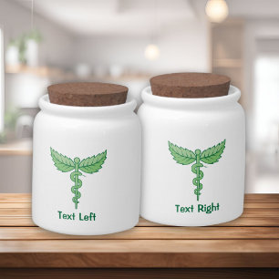 Caduceus with Leaves Candy Jar