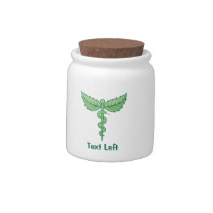 Caduceus with Leaves Candy Jar