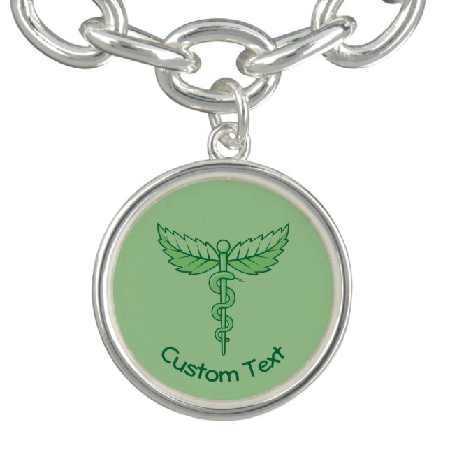 Caduceus with Leaves Charm Bracelet (Design)