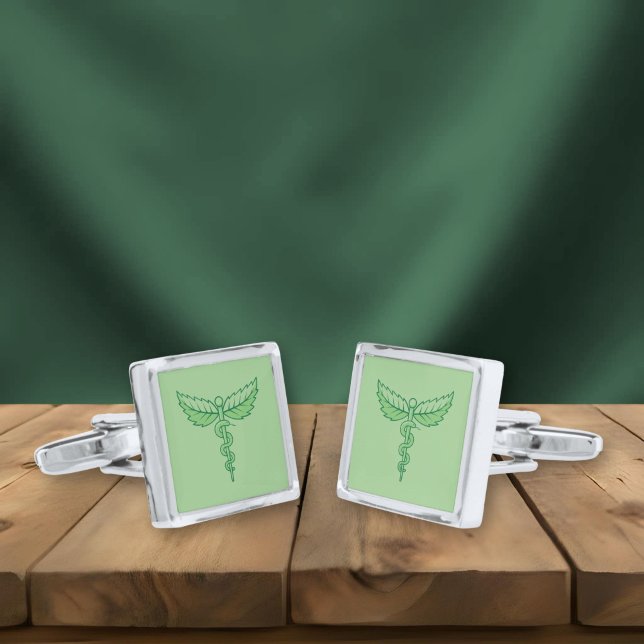 Caduceus with Leaves Cufflinks (Creator Uploaded)