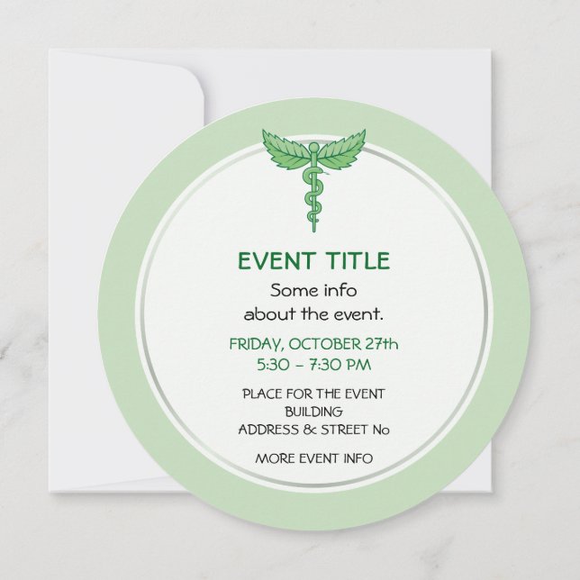 Caduceus with leaves invitation (Back)