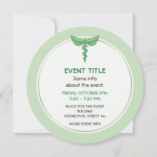 Caduceus with leaves invitation