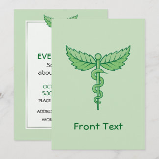 Caduceus with leaves invitation