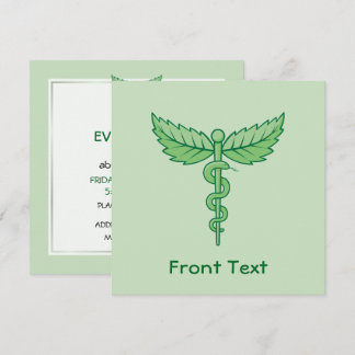 Caduceus with leaves invitation