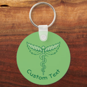 Caduceus with Leaves Keychain