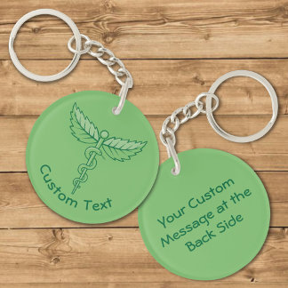 Caduceus with Leaves Keychain