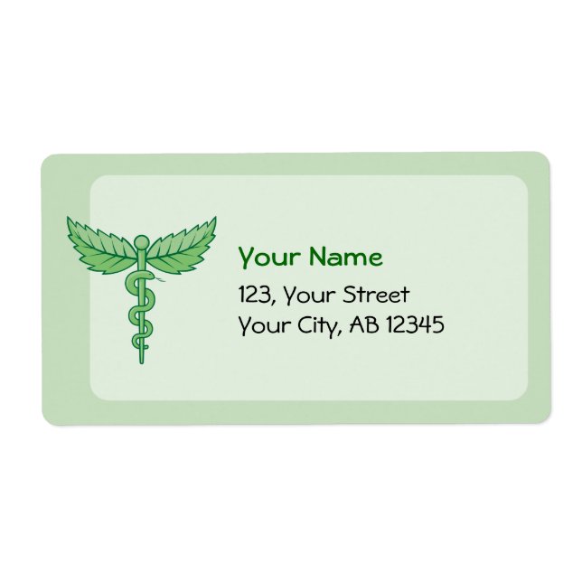 Caduceus with leaves label (Front)