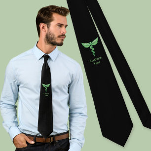 Caduceus with Leaves Neck Tie