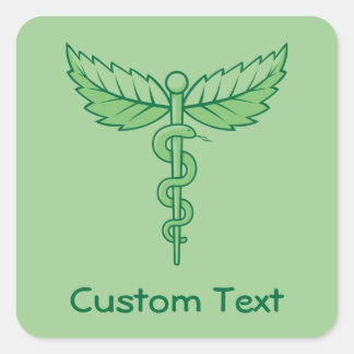 Caduceus with Leaves Square Sticker