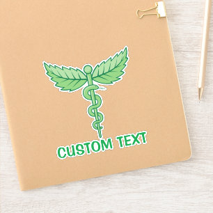 Caduceus with Leaves Sticker