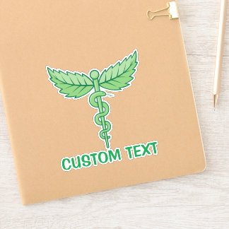 Caduceus with Leaves Sticker