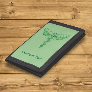 Caduceus with Leaves tri-fold wallet