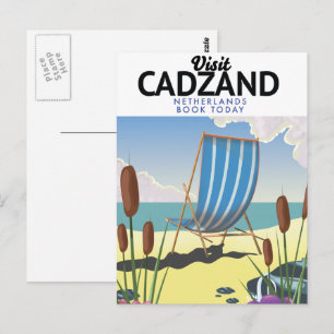 Cadzand Netherlands beach travel poster Postcard