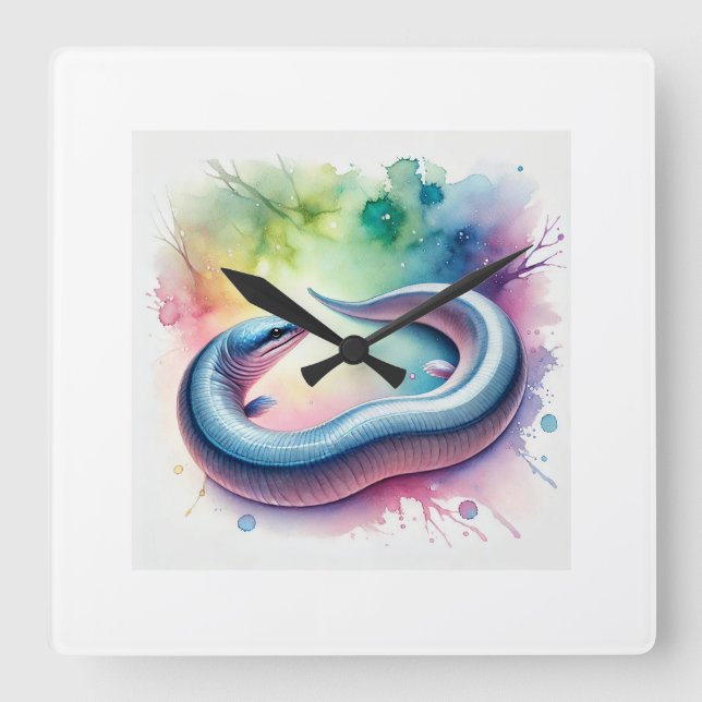 Caecilian Serenity 260824AREF138 - Watercolor Square Wall Clock (Front)