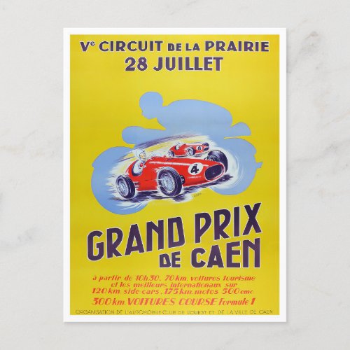 Caen Grand Prix vintage racing Postcard