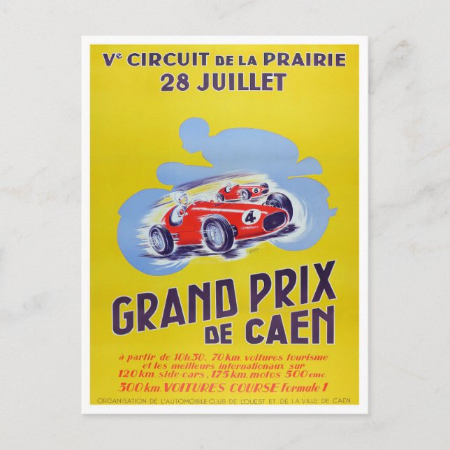 Caen Grand Prix vintage racing Postcard (Front)