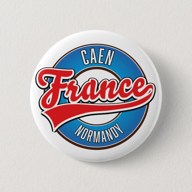 Caen Normandy France retro logo Button (Front)