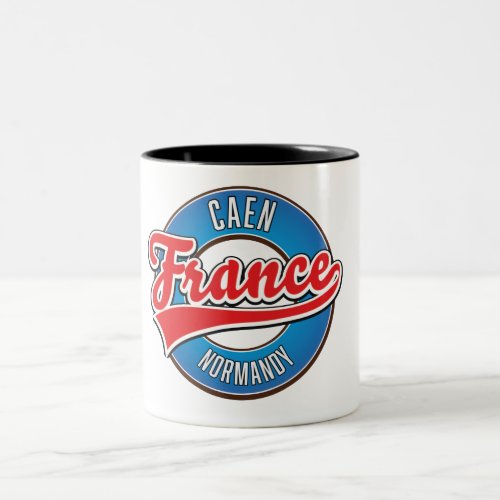 Caen Normandy France retro logo Two_Tone Coffee Mug