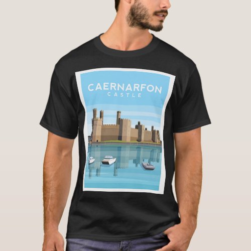 Caernarfon Castle and Harbour North Wales T_Shirt
