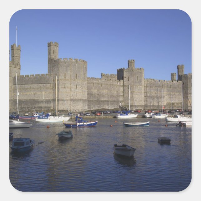 Caernarfon Castle, Gwynedd, Wales (RF) Square Sticker (Front)