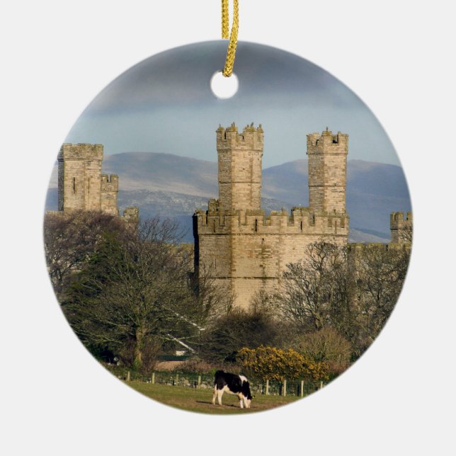 Caernarfon Castle Wales. Ceramic Ornament (Front)