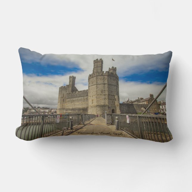 Caernarfon Castle Wales. Lumbar Pillow (Front)