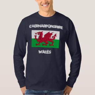 Caernarfonshire, Wales with Welsh flag T-Shirt