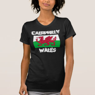 Caerphilly, Wales with Welsh flag T-Shirt