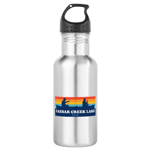 Caesar Creek Lake Ohio Canoe Stainless Steel Water Bottle (Front)