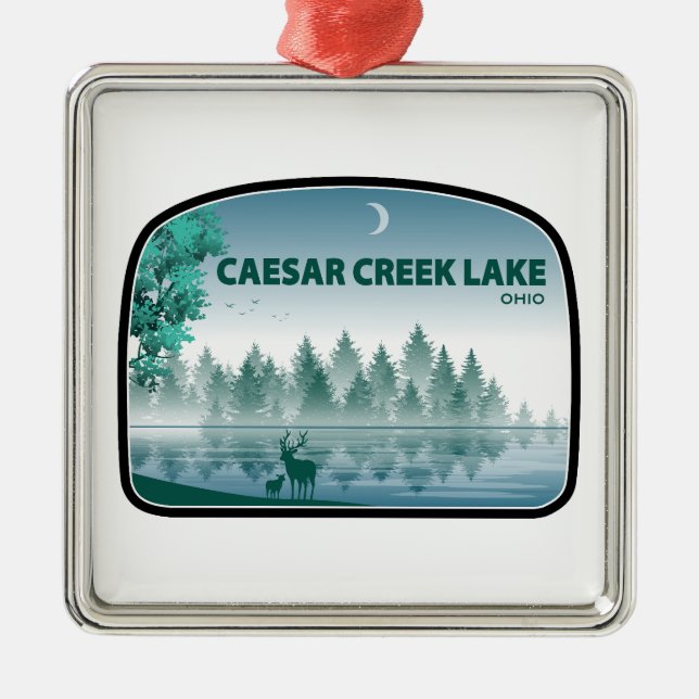 Caesar Creek Lake Ohio Deer Metal Ornament (Front)