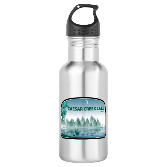 Caesar Creek Lake Ohio Deer Stainless Steel Water Bottle (Front)