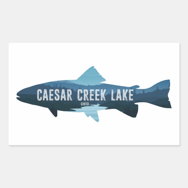 Caesar Creek Lake Ohio Fish Rectangular Sticker (Front)