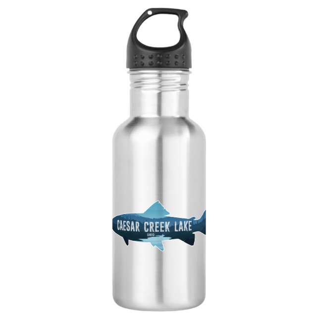 Caesar Creek Lake Ohio Fish Stainless Steel Water Bottle (Front)
