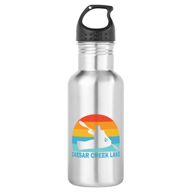 Caesar Creek Lake Ohio Kayak Stainless Steel Water Bottle (Front)