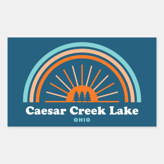 Caesar Creek Lake Ohio Rainbow Rectangular Sticker (Front)