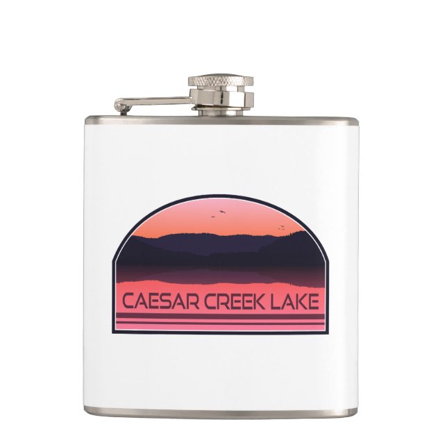Caesar Creek Lake Ohio Red Sunrise Flask (Front)