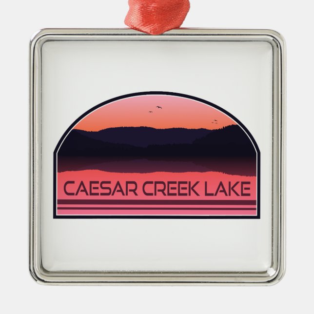 Caesar Creek Lake Ohio Red Sunrise Metal Ornament (Front)