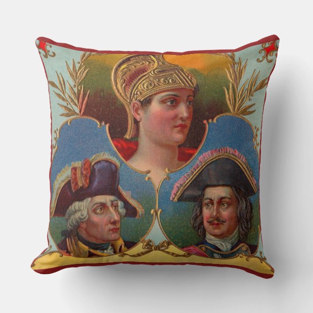 Caesar - Kaiser - Tsar cigar box label print Throw Pillow (Front)