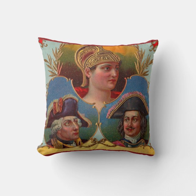 Caesar - Kaiser - Tsar cigar box label print Throw Pillow (Front)