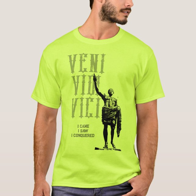 Caesar Veni Vidi Vici Safety Yellow Green Mens T-Shirt (Front)