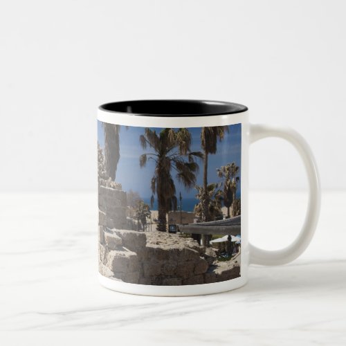 Caesarea ruins of port built by Herod the Great Two_Tone Coffee Mug
