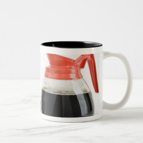 Caf and Decaf Coffee Pots on White Two_Tone Coffee Mug