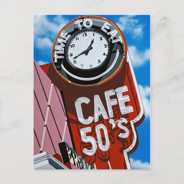 Cafe 50's Retro Diner Painting Postcard (Front)