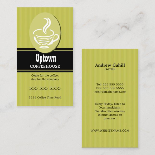 Cafe and Coffee House Business Card (Front/Back)