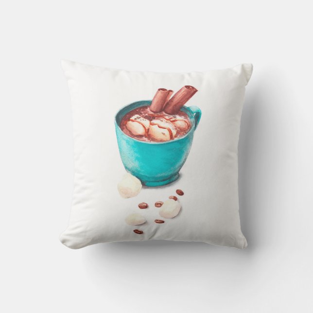 Cafe and kitchen decoration hot chocolate. throw pillow (Front)