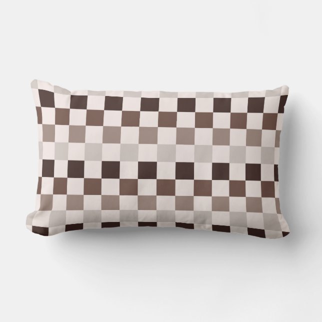 Cafe Au Lait checkerboard pattern Lumbar Pillow (Front)