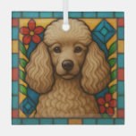 Cafe au Lait Poodle Dog &quot;Stained Glass&quot;  Glass Ornament
