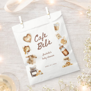 Cafe Bebe Baby Is Brewing Coffee Brown Baby Shower Favor Bag