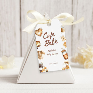 Cafe Bebe Baby Is Brewing Coffee Brown Baby Shower Gift Tags
