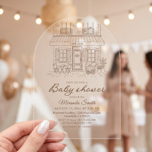 Cafe Bebe Baby Shower Acrylic Invitations